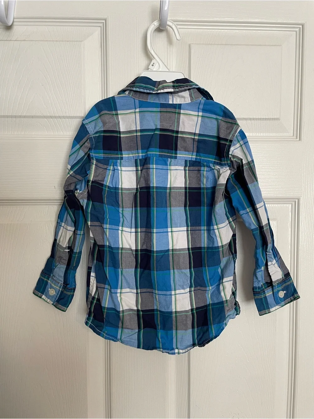 OshKosh 100% Cotton Size 3 Toddler Blue Plaid Button-Up Shirt for Kids